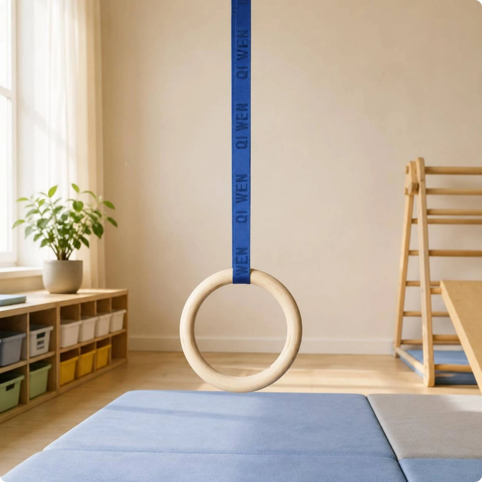 Wooden Gym Rings Woven Strappi - Gymnastic Ring Wood ulasan dan harga