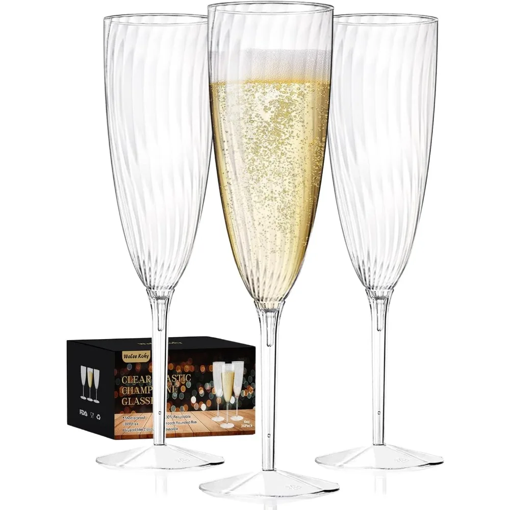 Plastic Champagne Flutes,36PCS Clear Disposable Wine Glasses Reusable Plastic Cocktail Cups Home Daily Life Party Birthday