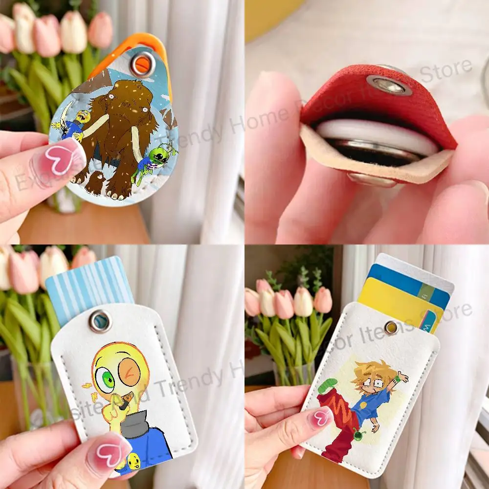 F-Fact Attack A-Adventures FAA PU Leather Card Holder Keychain Key Ring Door Lock Access Card Air Tag Case Keychain Card