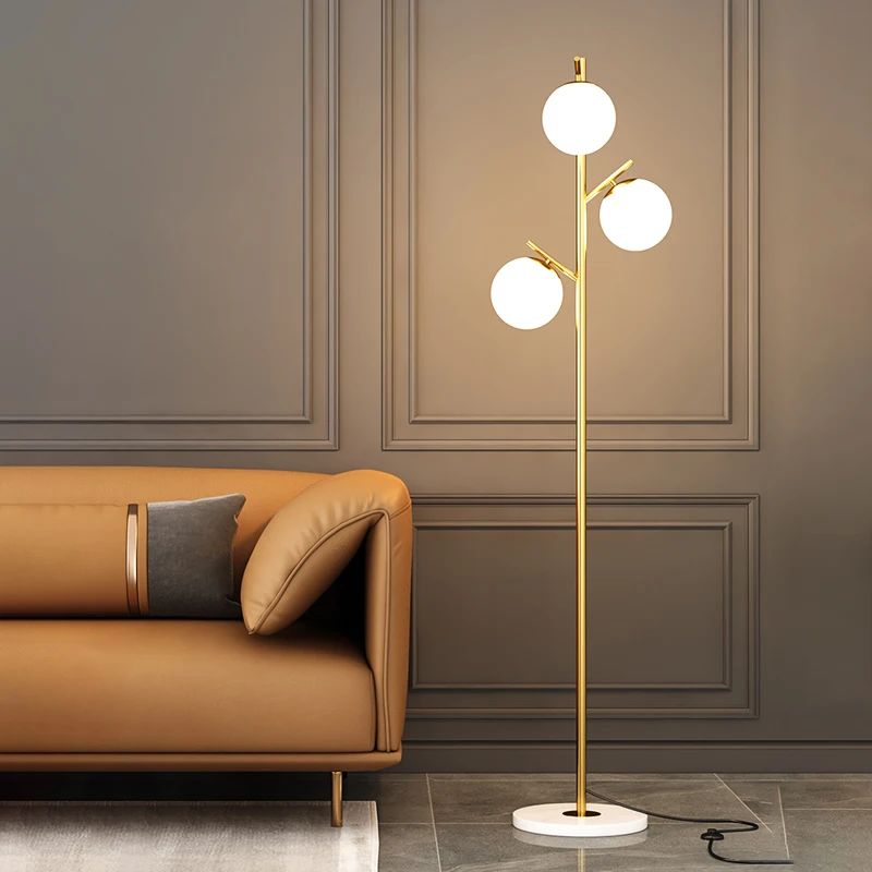 Nordic Minimalist Glass Shade Led Floor Lamp Study Living Room Home Decor Standing Light Indoor Lighting Bedroom Bedside Lamp