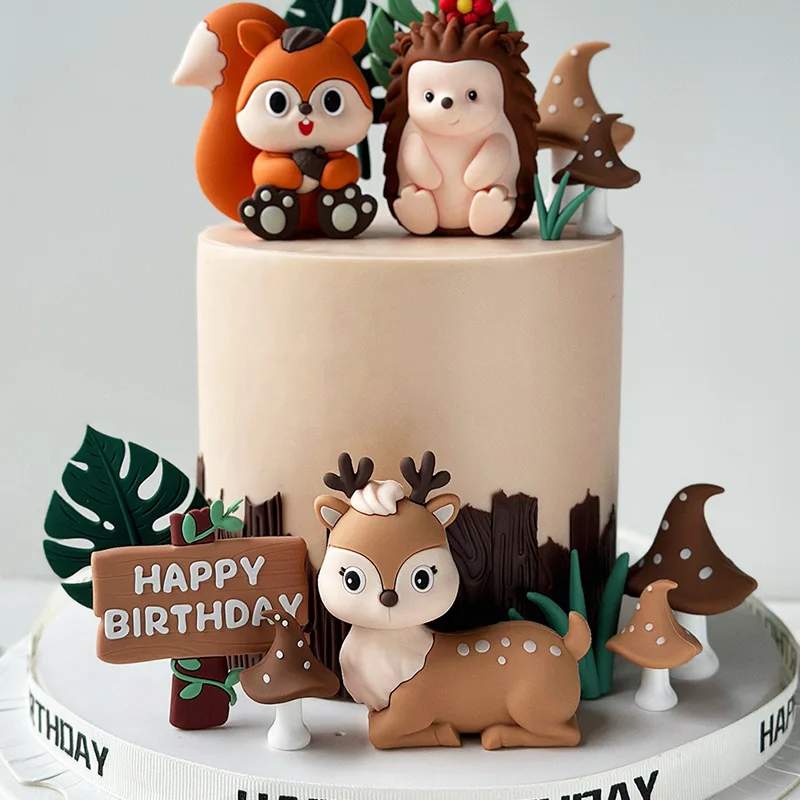 Farm Animal Cake Topper Sheep, Chick, Horse, Pig Kids 1st Happy Birthday DIY Cake Decoration Jungle Party Baby Shower Supplies