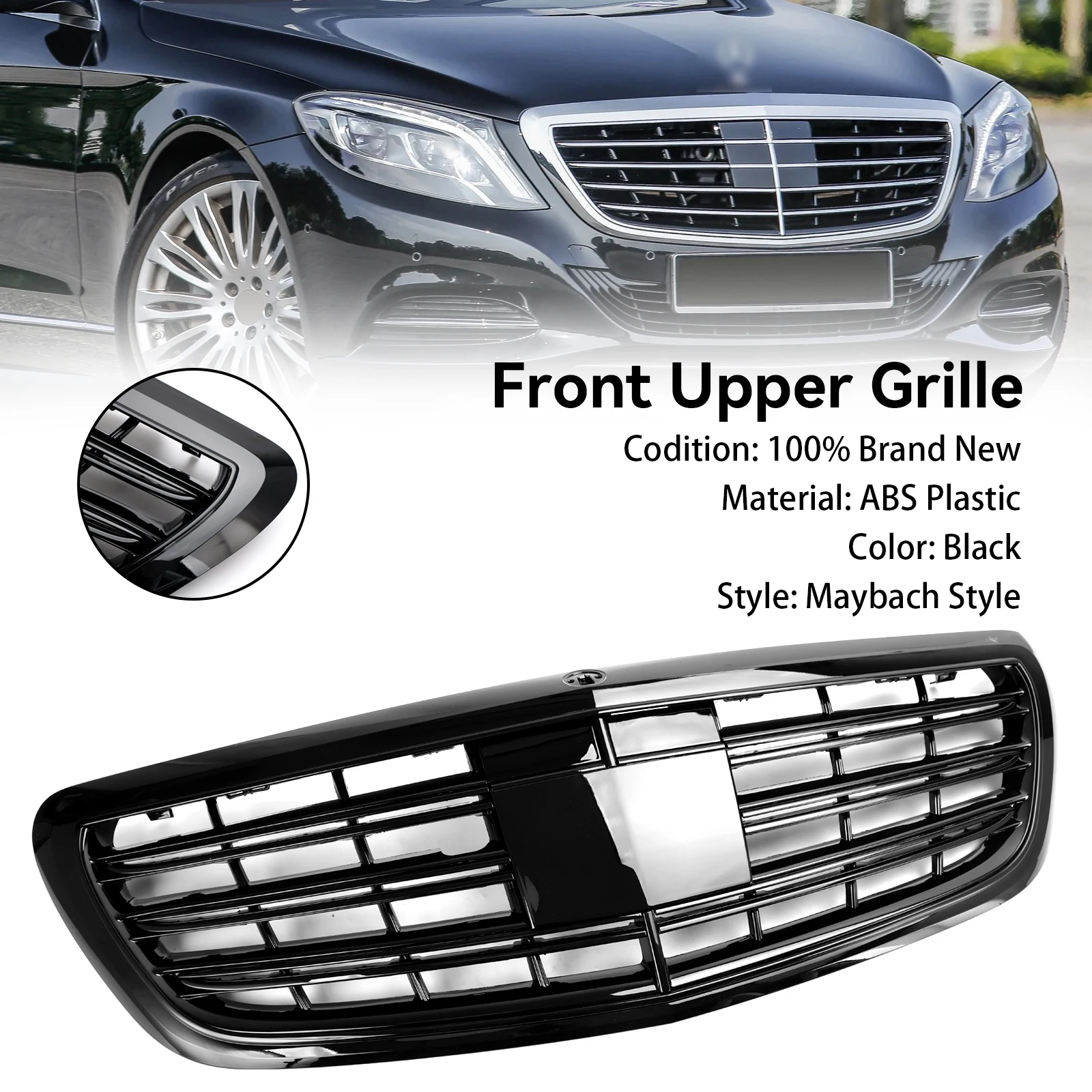 Areyourshop Front Grill Grille for Mercedes-Benz S-class SClass W222 S500 S550 S600 2014-2020 with ACC