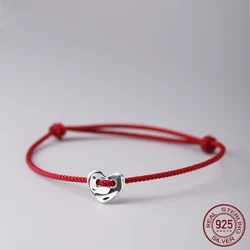 La Monada Heart Red Thread For Hand 925 Sterling Silver Bracelet Red Thread String Rope Bracelets For Women Silver 925 Green