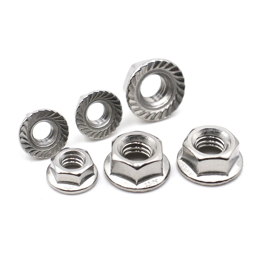 1~20pcs 304 Stainless Steel Hex Flange Lock Nuts Serrated Anti-Loose Integral Washer M2.5 M3 M4 M5 M6 M8 M10 M12 M14 M16 M20