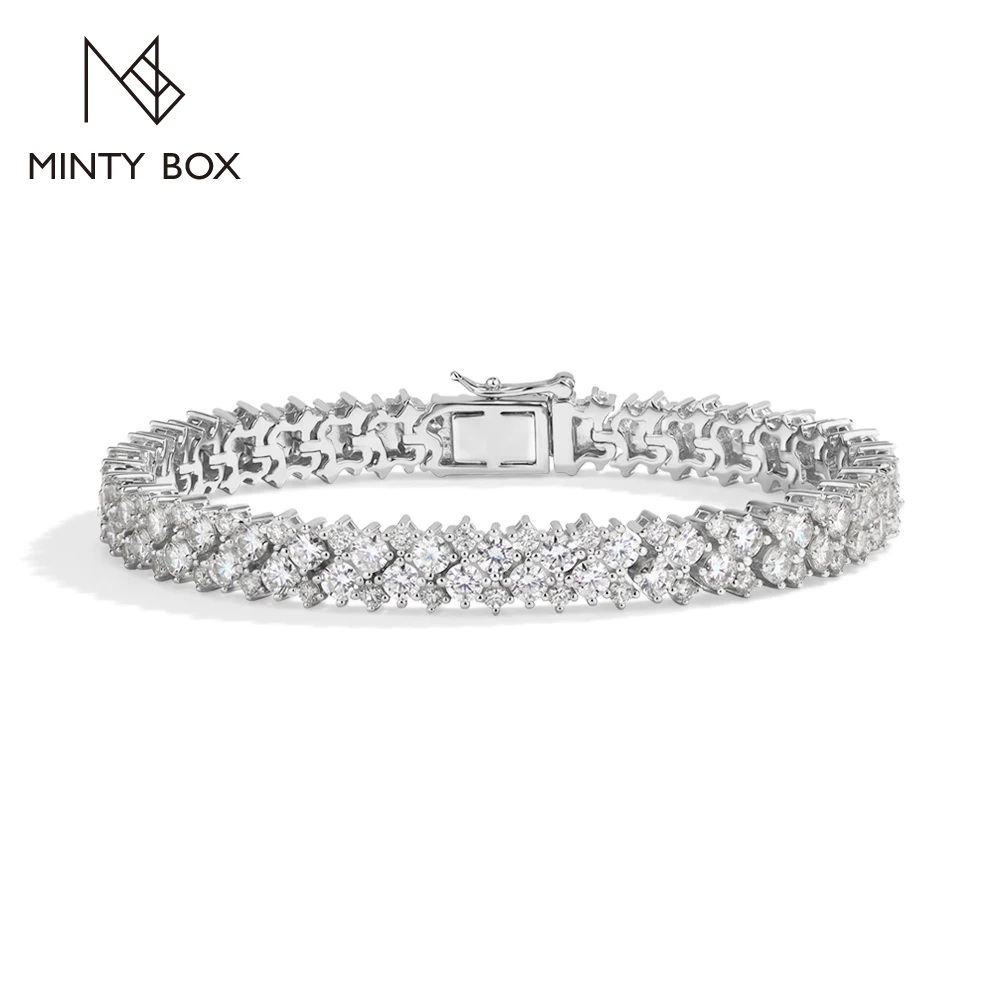 MINTYBOX Pave Full Moissanite Bracelets S925 Silver Tennis Bracelet for Women Men Luxury Wedding Bridal Jewelry Gift Top Quality