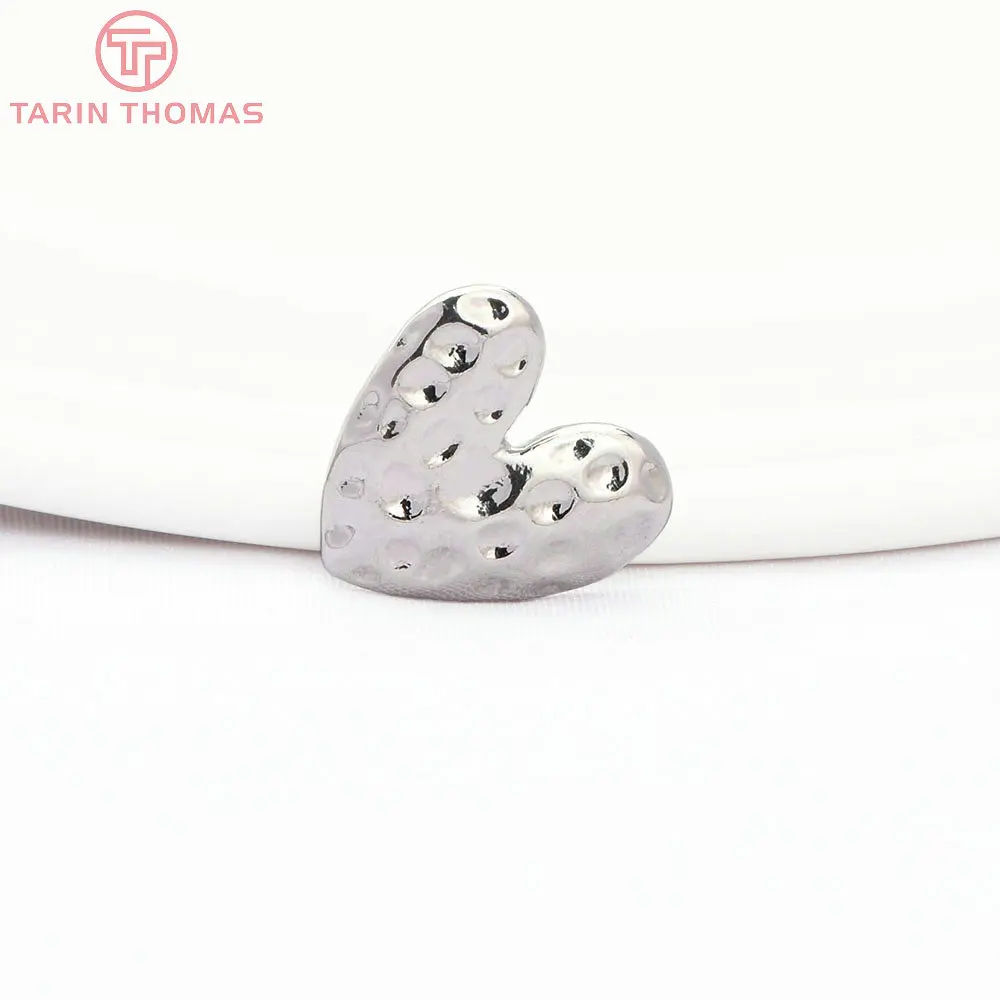 (8362) 6PCS 13.5MM 24K Gold Color Brass Heart  Concave Convex Earrings High Quality Jewelry Findings Accessories Wholesales