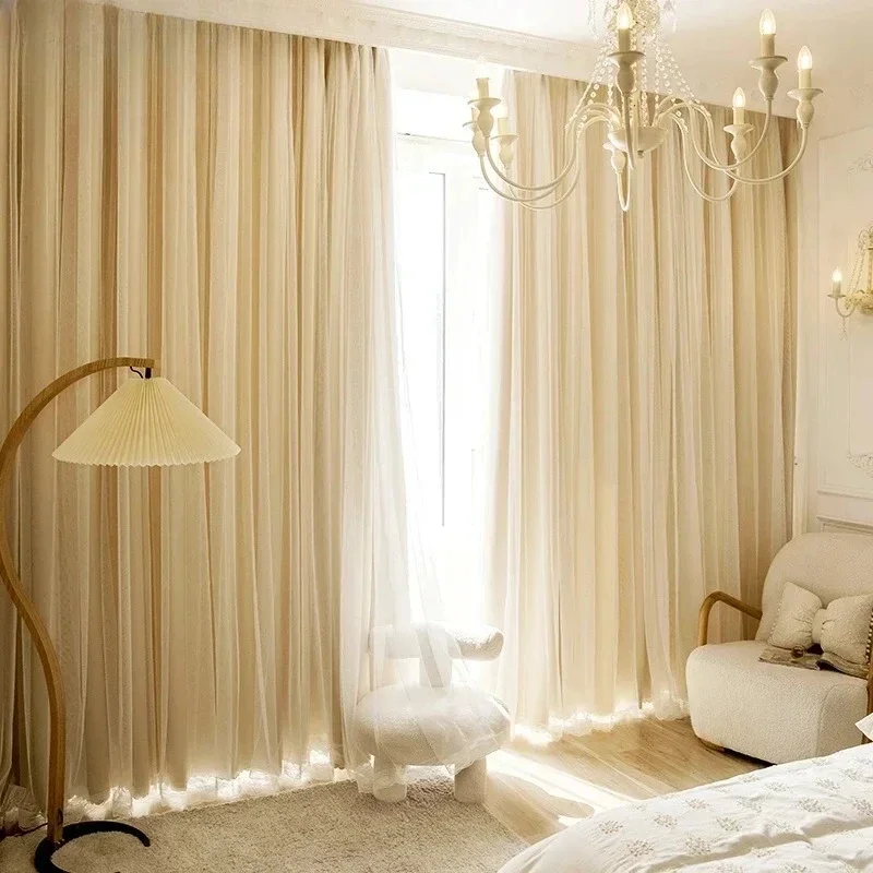 Custom Size Fashion Luxury European Blackout Curtains For Living Room Bedroom Window Curtain With White Tulle