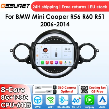 Radio OSSURET AI Android 14 para coche BMW Mini Cooper R56 R60 R51 2006-2014, sistema inteligente Carplay, reproductor multimedia de vídeo, GPS 4G 6115 1