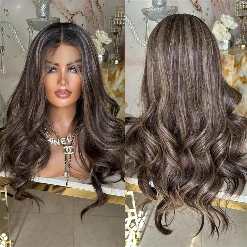 

Good Quality Wigs Free Part Ombre Blonde Brown HD Lace Front Wig Party Daily Cosplay Wigs Small Large Size Cap Heat Resistant