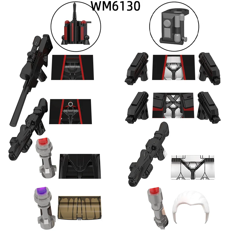 Figurki akcji broń spodnie części do włosów Model bloki MOC zestaw klocków prezenty zabawki dla dzieci WM6130