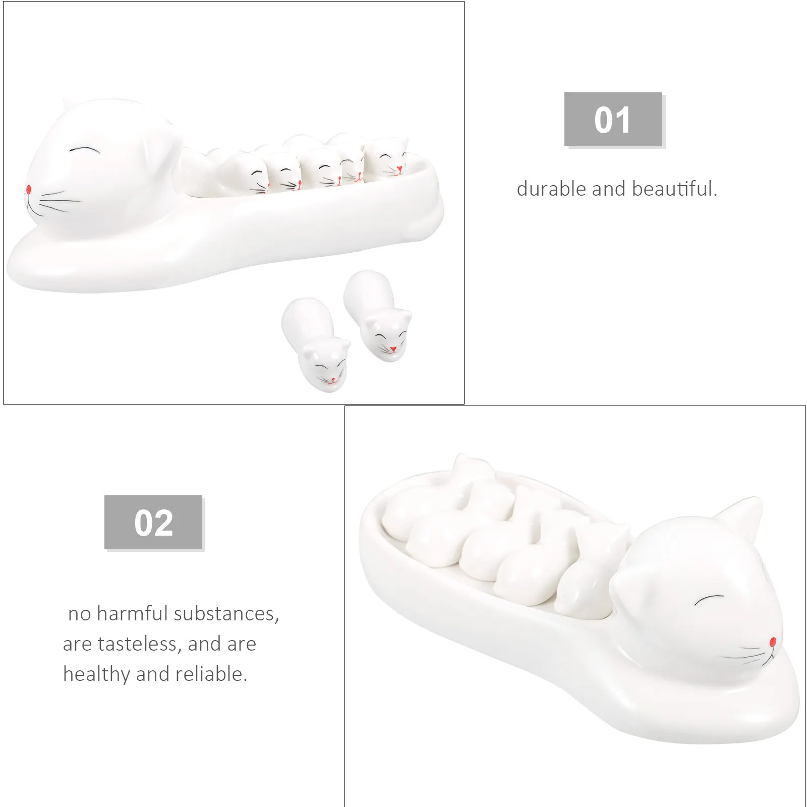 Japanese Style Cat Chopstick Holders White Ceramic Chopstick Rests for Dining Table Kitchen Supplies Elegant Dust-Free