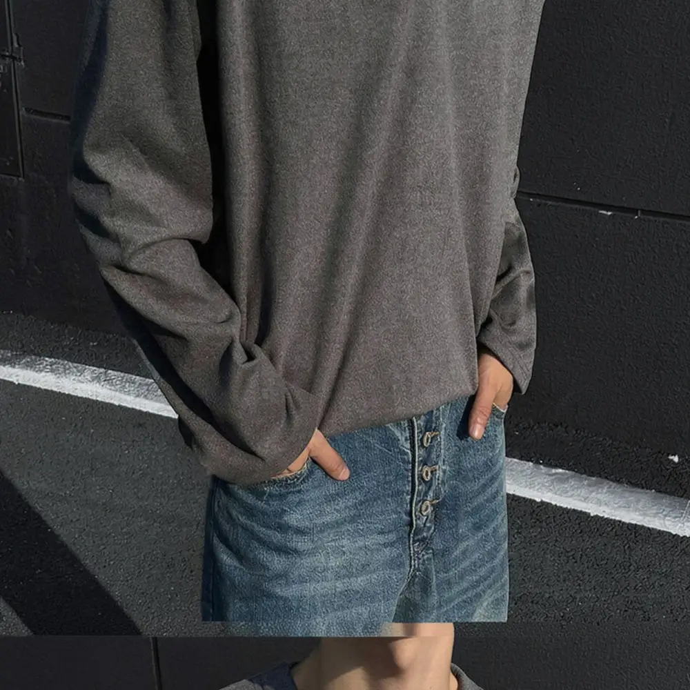 Winter Mens Thermal V Neck Long Sleeve Tee Shirt Slim Fit Comfortable Soft Velvet Base Layer Casual Solid Color Top