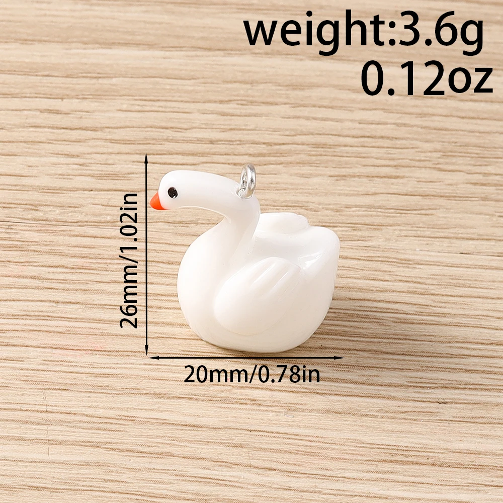 10 Stück 20 x 26 mm Cartoon-Harz Tier Gans Schwan Charms Anhänger für Schmuckherstellung Ohrringe Halsketten Armbänder DIY Zubehör – Detail 1
