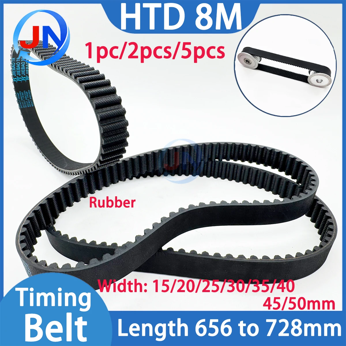 HTD 8M Timing Belt Length 656 664 672 680 688 696 704 712 720 728mm Width 15/20/50mm HTD8M Rubber Drive Machine Transmission CNC