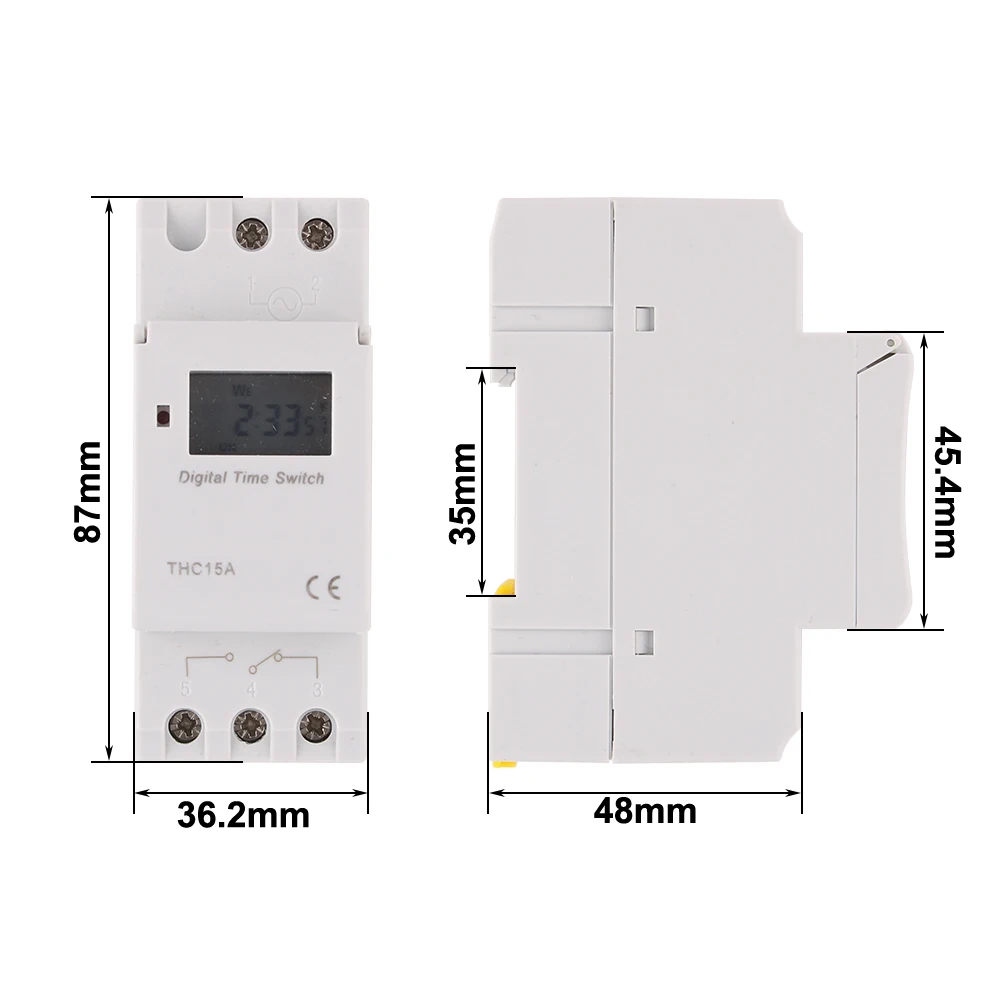 Free shipping THC15A Din Rail 2 wire Weekly 7 Days Programmable Digital TIME SWITCH Relay Timer Control AC 220V 230V 12V 24V 16A