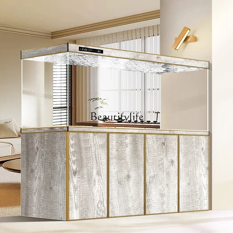 

Pipeless bottom filter fish tank living room large partition ultra-white glass ductless aquarium53