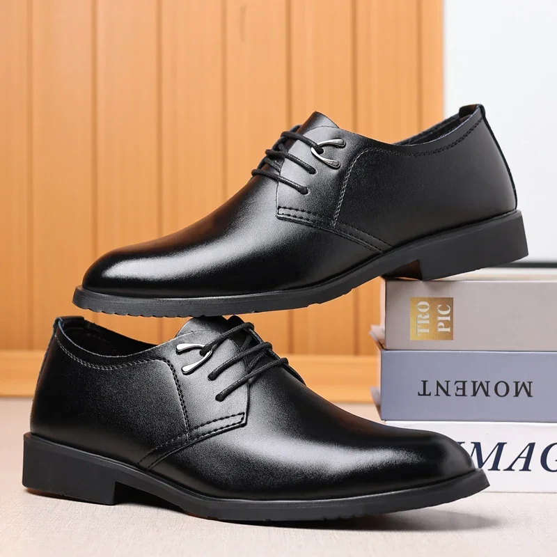 High Quality Leather Men Casual Shoes Breathable formal Mens Dress Shoes Italian Luxury Brand Lace-Up Non-slip Men Driving Shoes