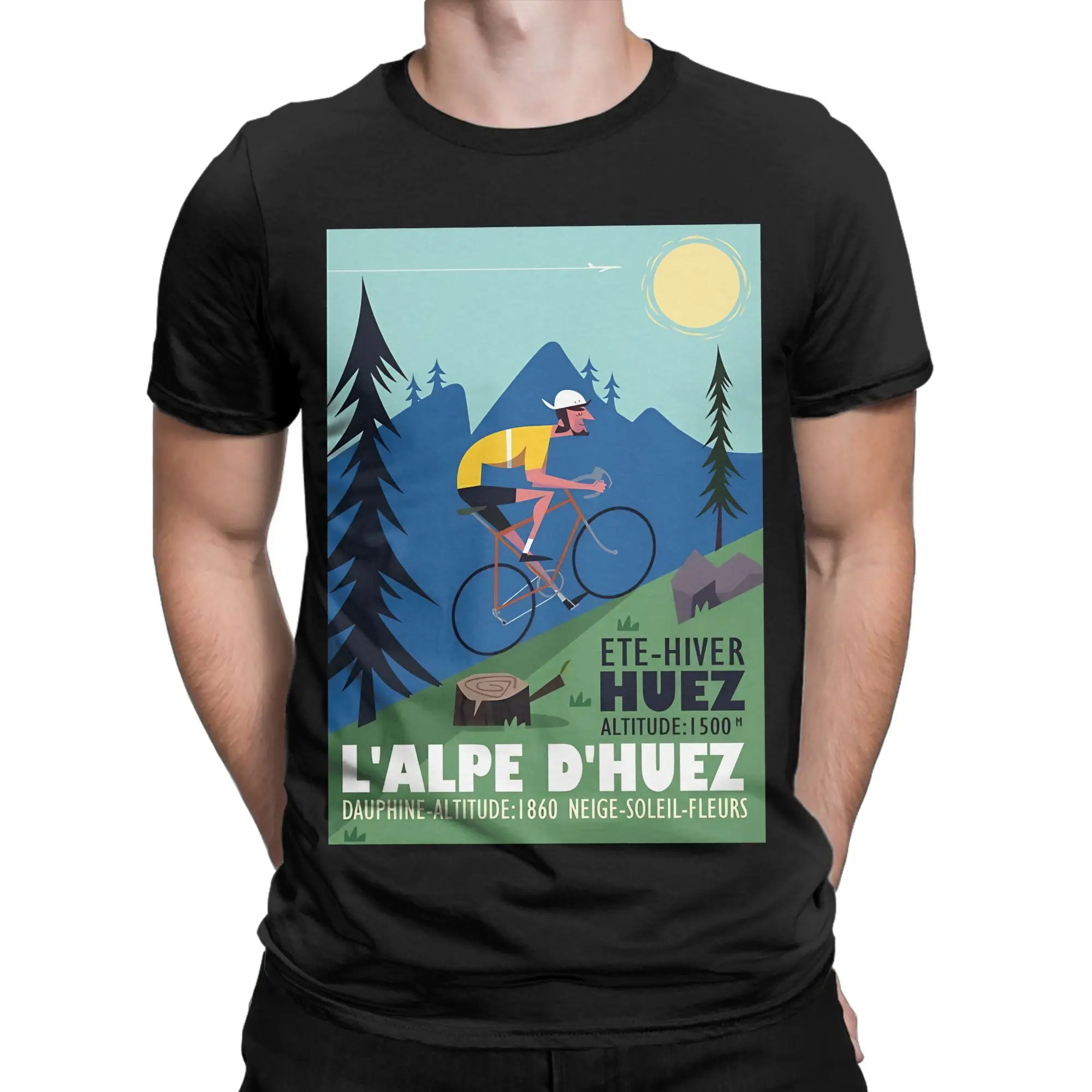 LAlpe DHuez Cyclist poster Classic Shirt Novelty 100% Cotton T-Shirt Cycling Poster Tees Tops For Men