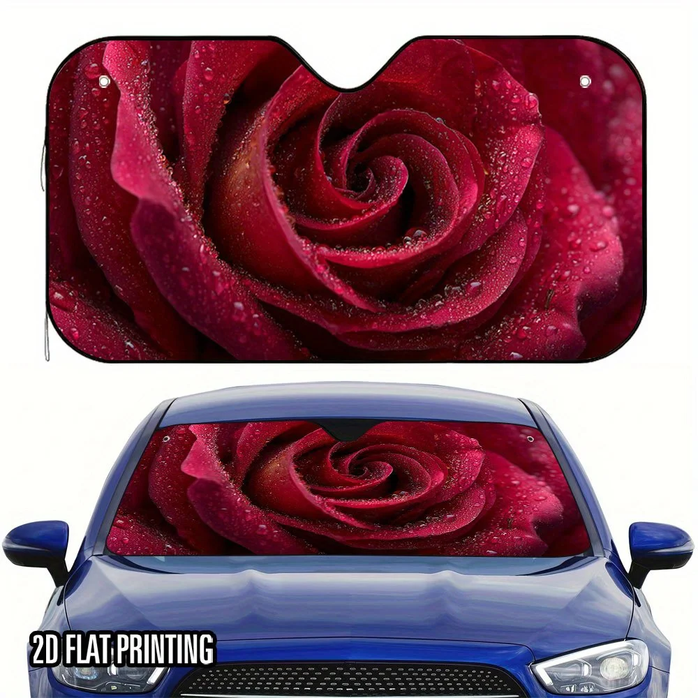 

1pc Car Sunshade With Dewdrop Accents - Foldable Windshield Shade, Fit For All Cars, SUVs, Trucks - Heat & Glare Reduction, Spac