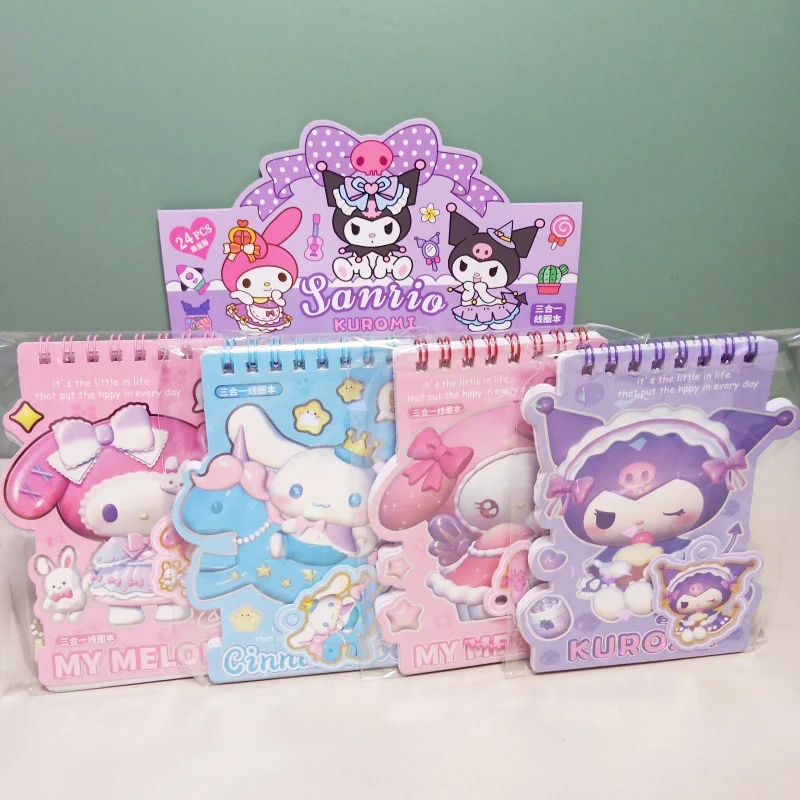 

12pcs/lot Sanrio Kuromi Melody Cinnamoroll Coil Notebook Cute Portable Note Book Diary Planner Stationery Gift School Supplies