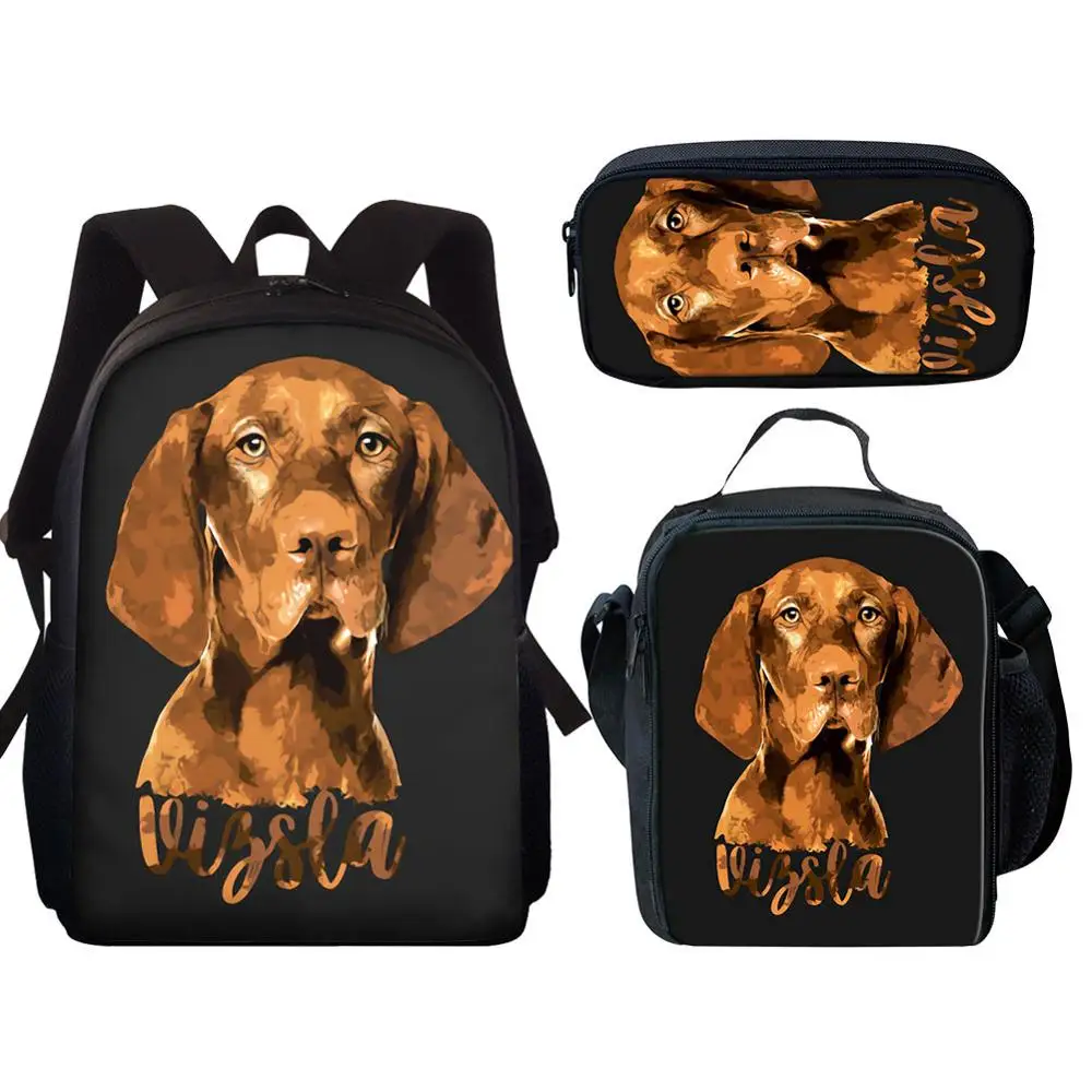 2025 Vizsla Rottweiler Dog Print 15” Schoolbag Set School Bag For Boys Girls Back Pack Primary Student Kids Backpack Bookbag