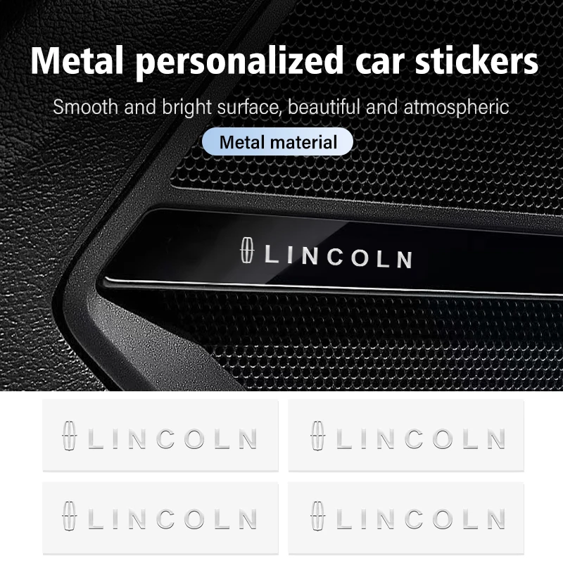 4pcs Car Metal Emblem Window Wiper Speaker stereo Stickers For Lincoln Aviator Navigator Continental Nautilus Flyer Corsair