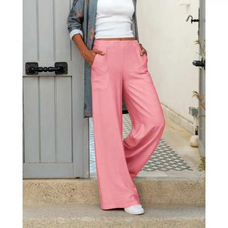 Faion losse vrijetijdsbroek voor dames, wijde pijpen, damesbroek, draperie, comfortabele dameskleding, casual broek