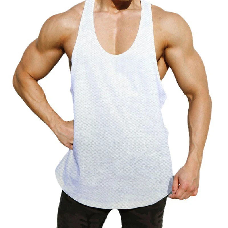 Blank Mens Running Vests Summer Fitness Tank Tops Mesh Gym Clothing Bodybuilding Stringer Shirt Muscle Sleeveless Singlets