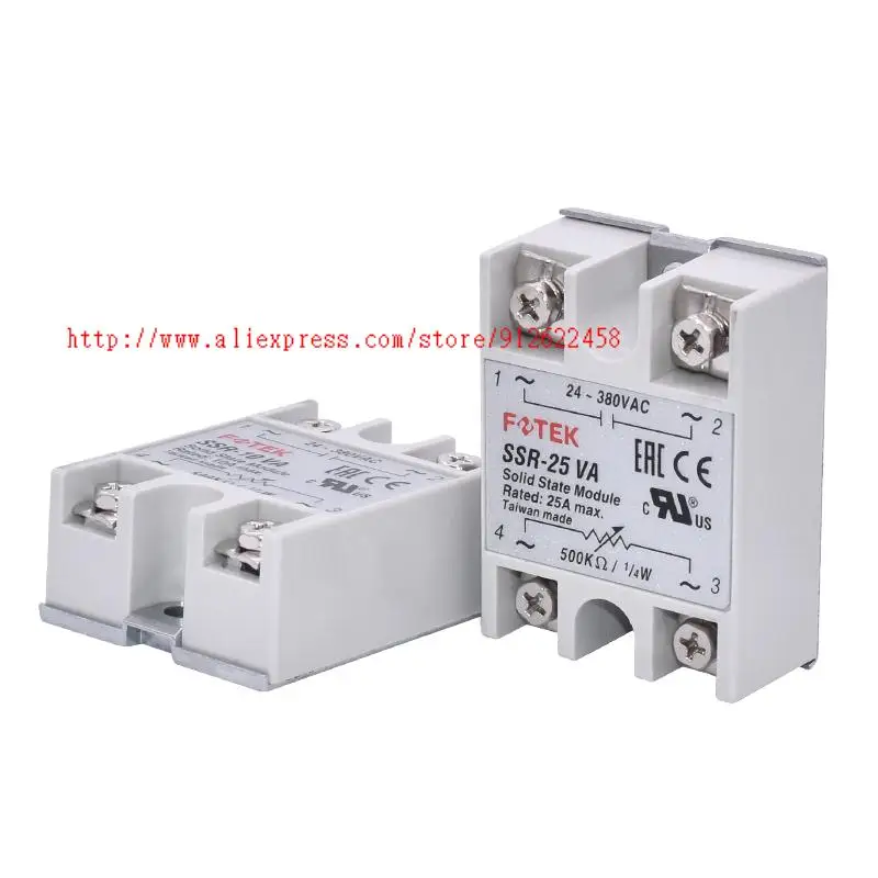 10PCS  SSR-25VA  Single-Phase Solid State Relay Voltage Regulator 25A  SSR25VA