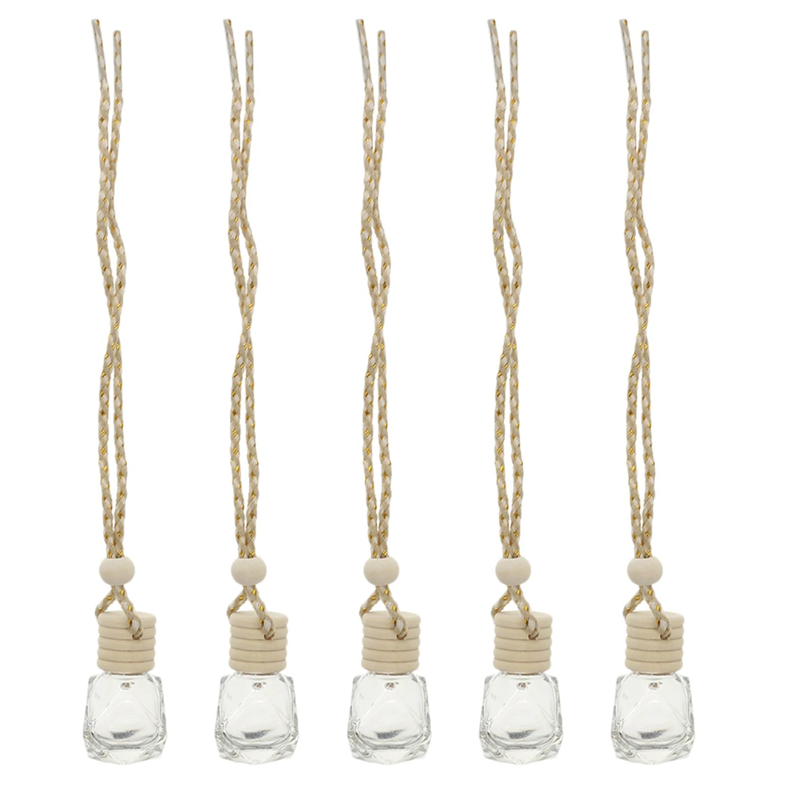 

5pcs Perfume Bottle Hanging Aroma Car Diffuser Compact Glass Essential Oil Refillable Decorative Practical Bottle
