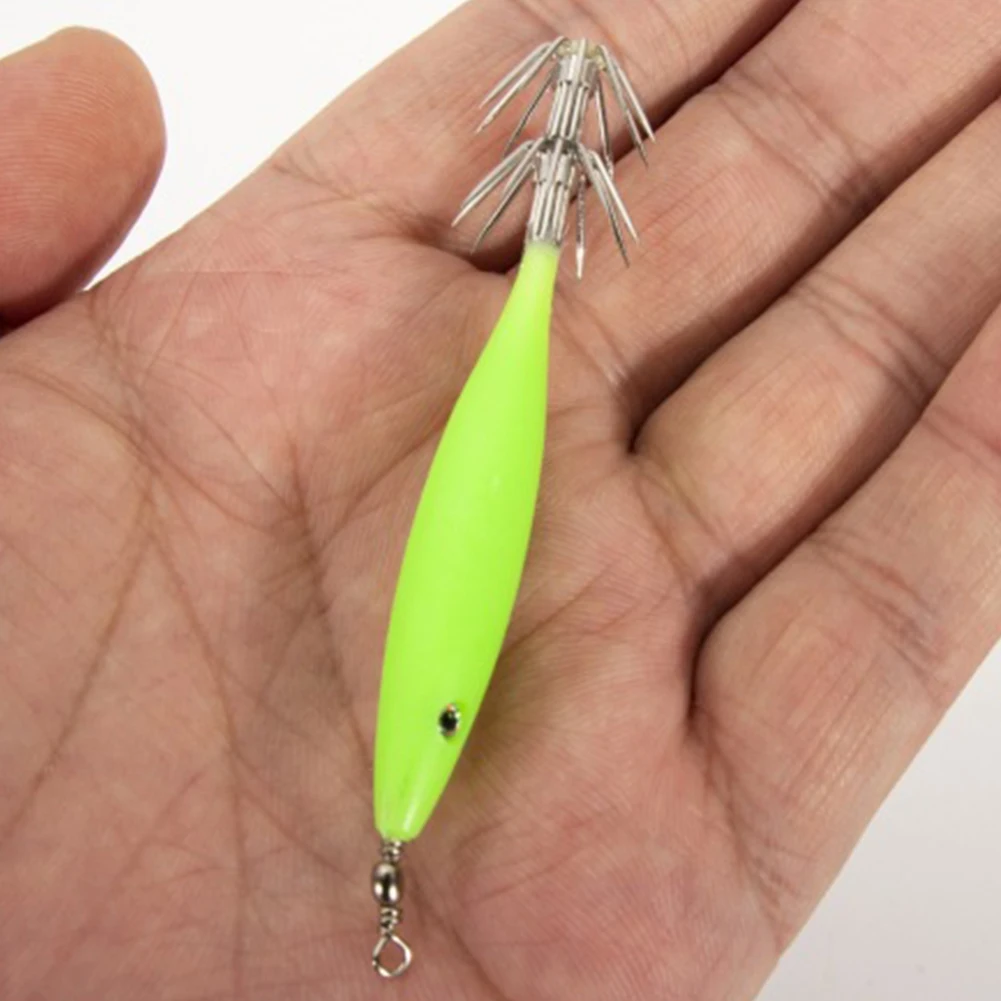 مضيئة الصيد الطعم صيد السمك الرقص الاصطناعي حية مع خطاف الحبار إغراء هوك أدوات صيد سمك الحبار تهزهز الطعوم