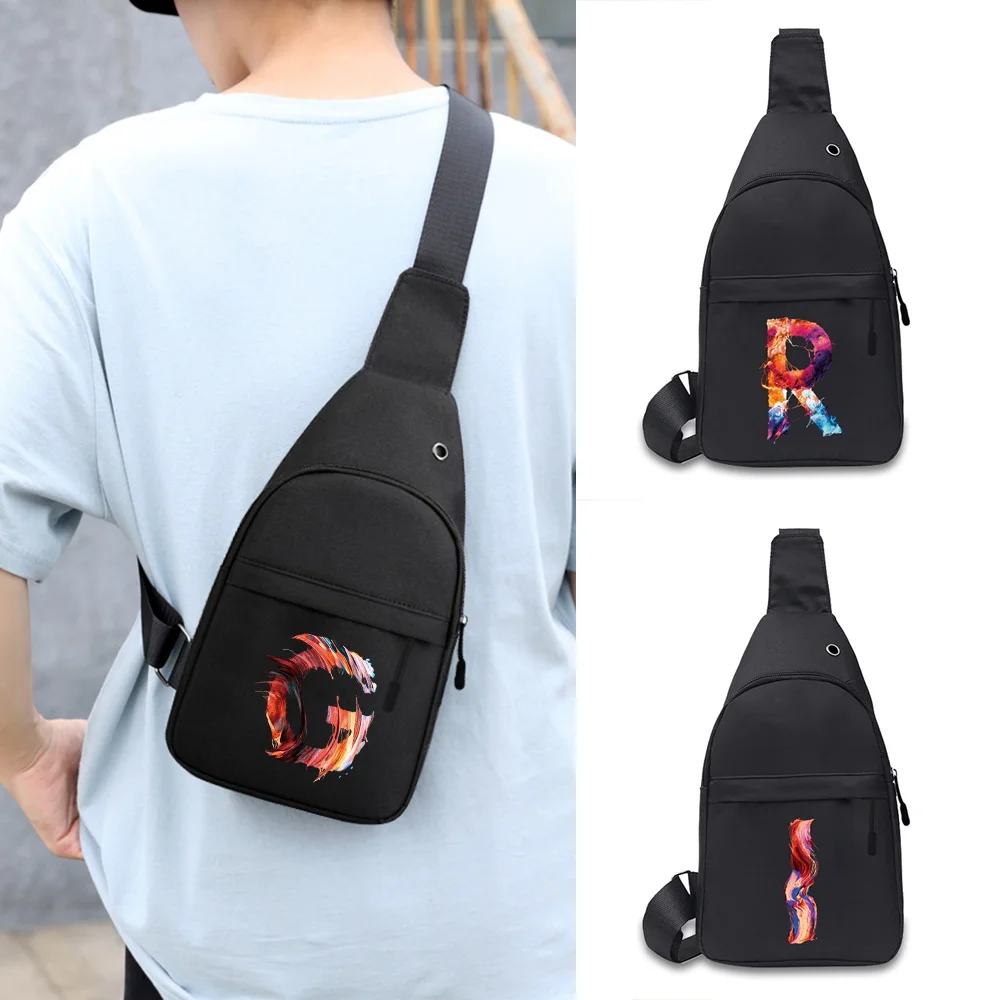 2023 Men Chest Bag Outdoor Sports Canvas Organizer Fanny Pack 26 Letter Printing Male Handbags Fashion Crossbody Shoulder Bags