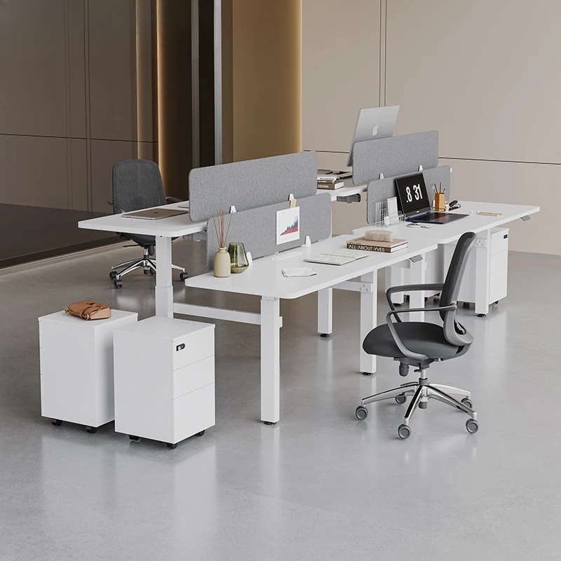 Electric Standing Workbench Office Computer Desk and Chair Combination Desk Staff Lifting Desk