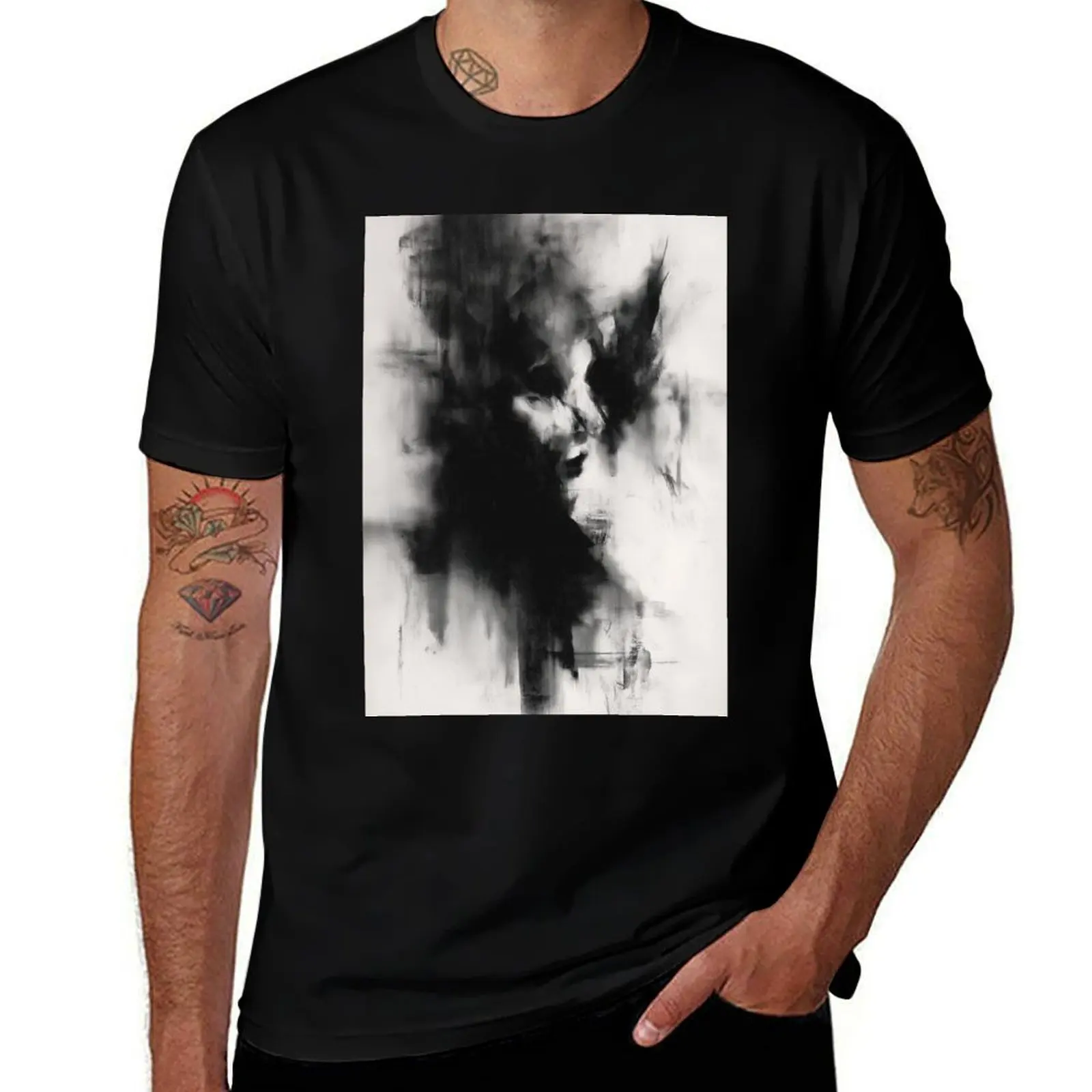 

Abstract Black and White Figure Digital Art T-Shirt anime cotton graphic tees aesthetic clothes anime stuff shirts men graphic