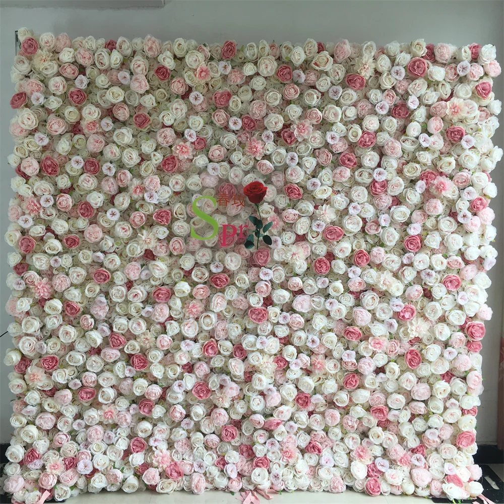 

SPR Luxury Artificial 3D Rolled Up Home Decoration or Wedding Party Ceiling Decorative Blush Pink Flower Wall