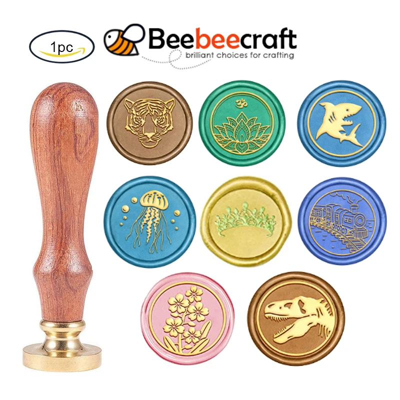 

1PC Tiger Head Wax Seal Stamp Animal Sealing Wax Stamps Retro Wood Stamp Wax Seal 25mm Removable Brass Seal Wood Handle