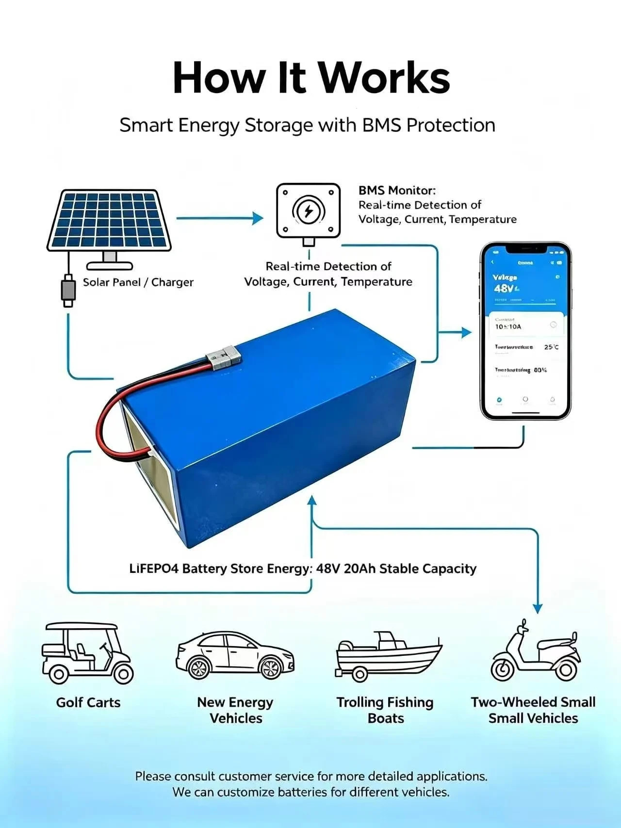 48v 20ah LiFePO4 Battery 48v 20ah LiFePO4 Battery Cell BMS 16s 51.2v for 2000w Small Two Wheeler Power Supply