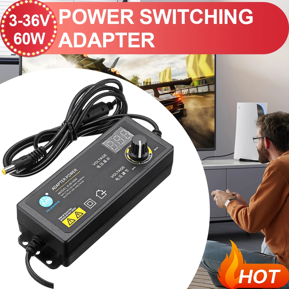 

ABS 3-36V 60W Power Switching Adapter Adjustable Voltage with LED LCD Digital Screen Portable Game Motor Router