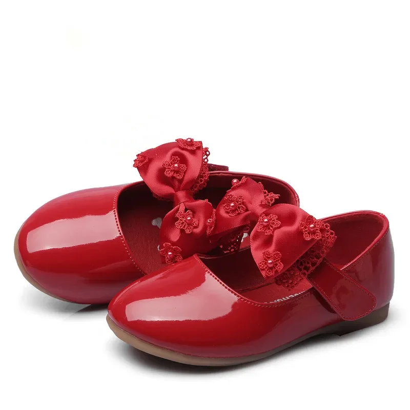 Baby Girls Shoes Kids Wedding Party Shoes Little Girls Patent Leather Shoes Flower Princess Shoes for Dance Red White Black