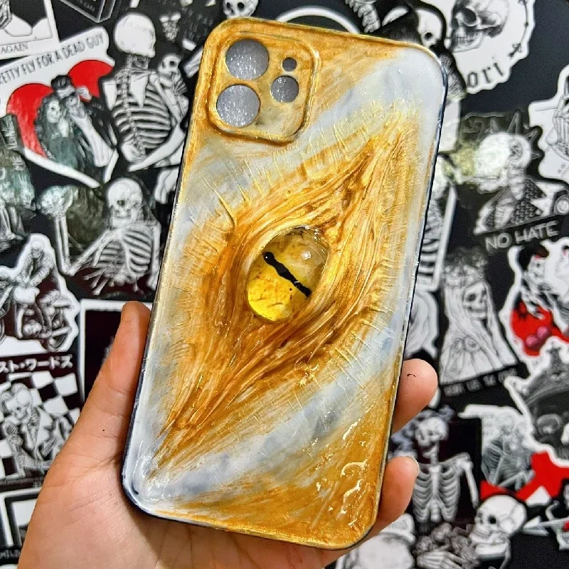 4197 Original 3D Handmade Luminous Mobile Phone Case Bloody Cthulhu Eyes Horror Gothic Punk Art Mobile Phone Case Custom Gift