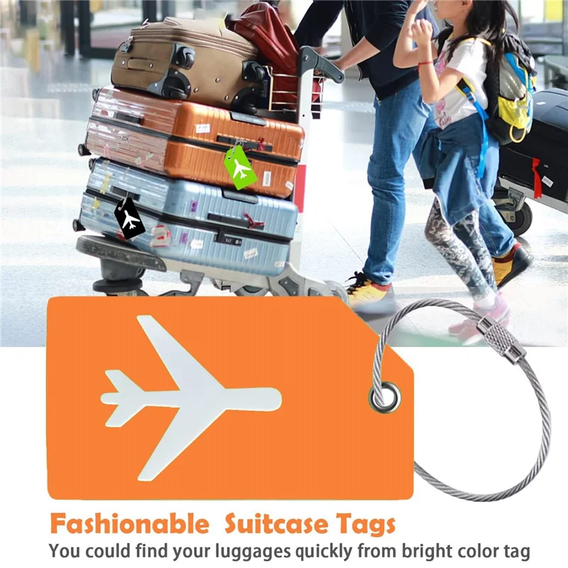 ABBY-6 حزمة الأمتعة حمل حقيبة سفر العلامات لحقائب السفر مع الحلقات ، حقيبة يد الأمتعة حامل العلامة مجموعة مع بطاقة الهوية الاسم #4