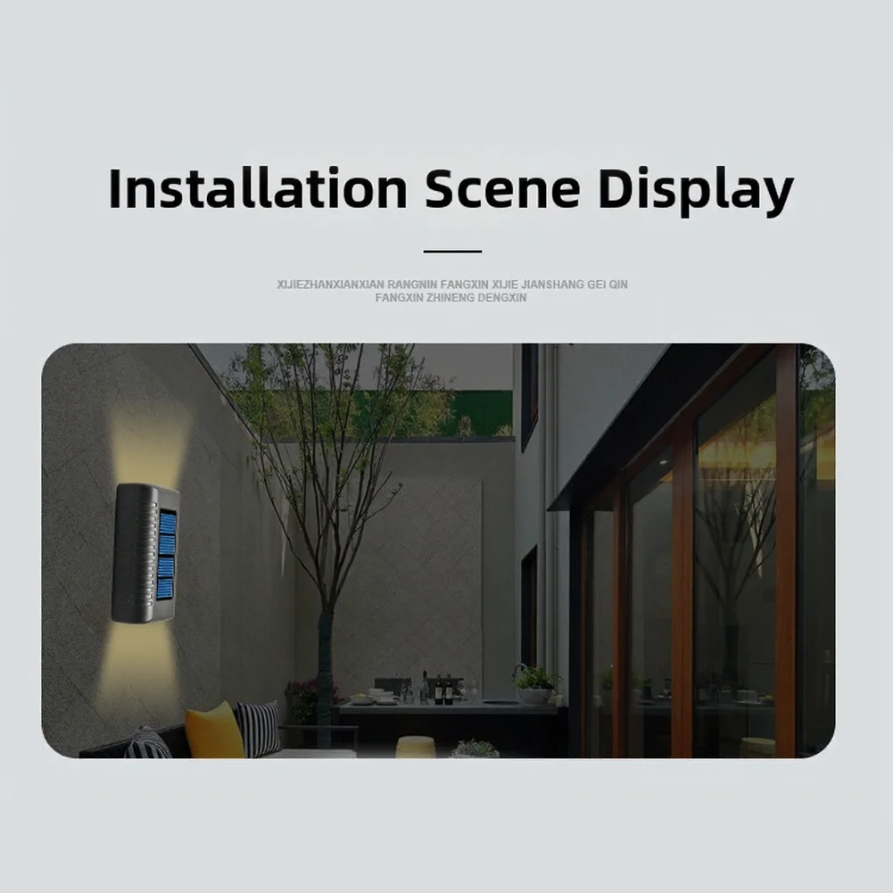 Outdoor Solar Powered Wall Light with Dual LED Heads White Warm Light Option for Garden Yard Fence Black 100x63x30mm