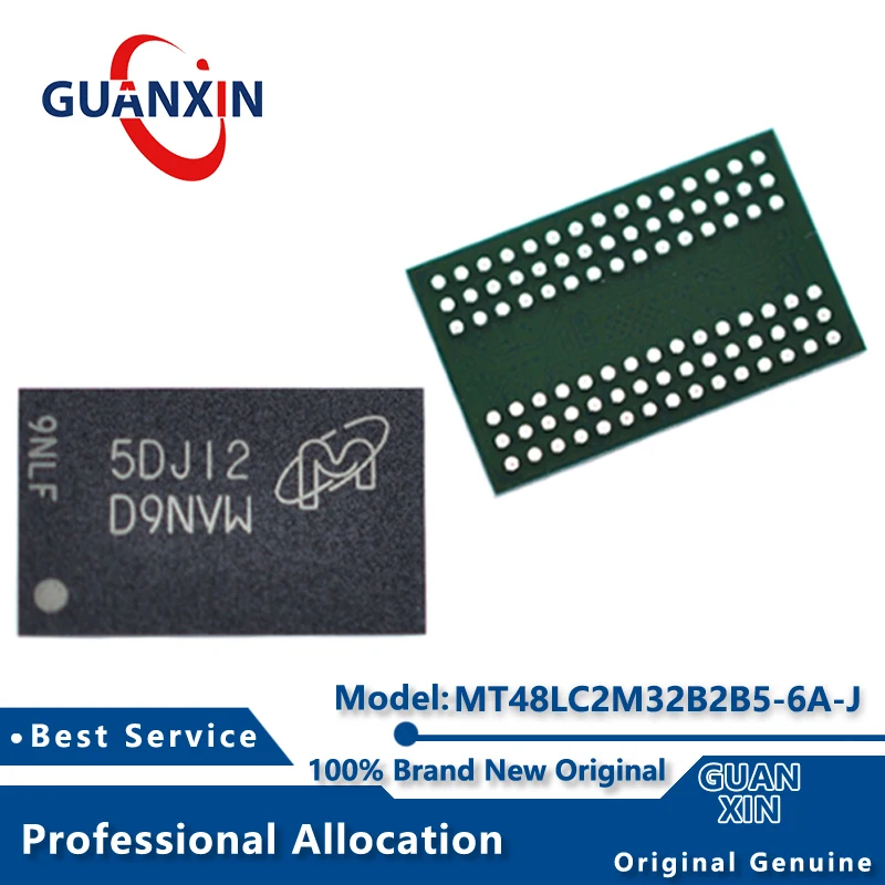 

100% New MT48LC2M32B2B5-6A:J TR Marking D9N** BGA-90 MT48LC2M32B2B5