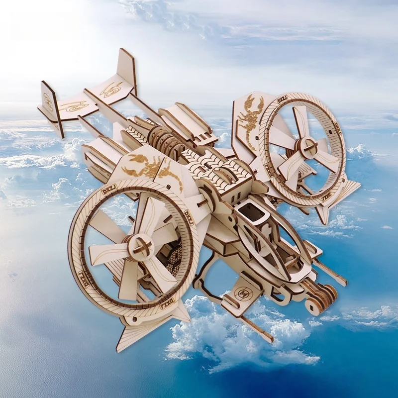 OUZEY 3D 나무 비행기 모델, DIY 항공기 조립 키트, 소년 및 청소년을 위한 현실적인 시뮬레이션 장난감