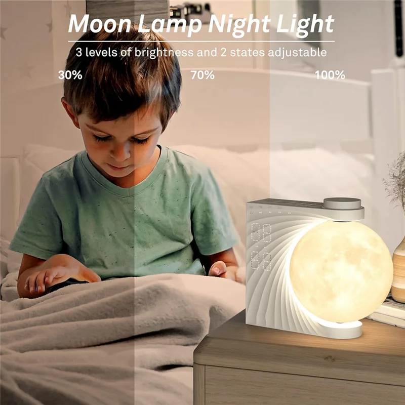 

LICE-Sunrise Alarm Clock For Bedrooms, Moon Night Light Clock Wake Up Light For Kids Teens,White Noise Sound Machine