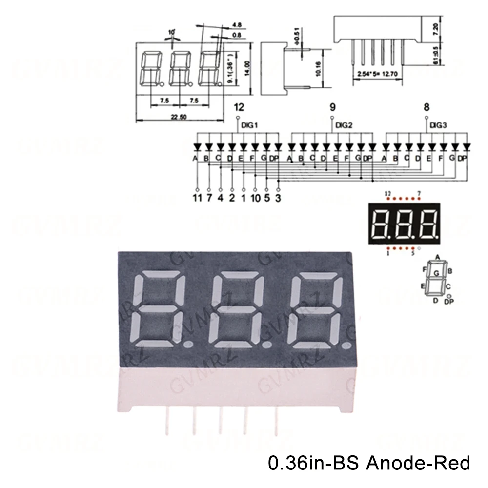 0.36inch Digital tube Common AnodeCathode Red 1 2 3 4 Bit digital Tube LED Display 7 segment 4bit Anode/3bit Anode/1bit Cathode