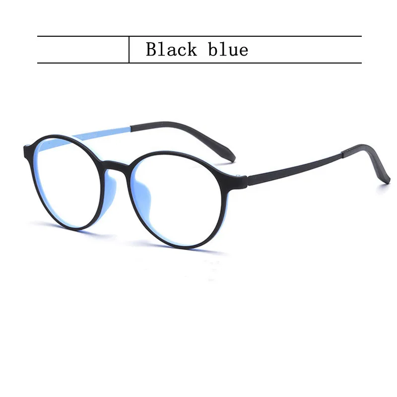 Ultraleichte Lesebrille aus Titanlegierung TR90 mit Farbblockdesign für Damen, blauer Rahmen, Retro-Rundform, Blaulichtfilter, Presbyopie 0 +100 +200 – Detail 10