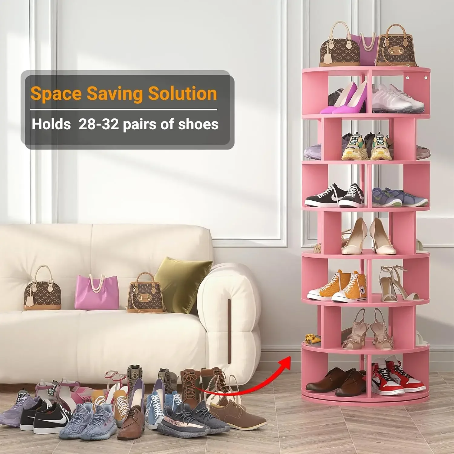 [Limited Time Offer, Clearance!]Rotating Shoe Rack Tower,7-Tier Spinning Shoe Rack 360 Revolving Shoe Racks Organizer for Closet