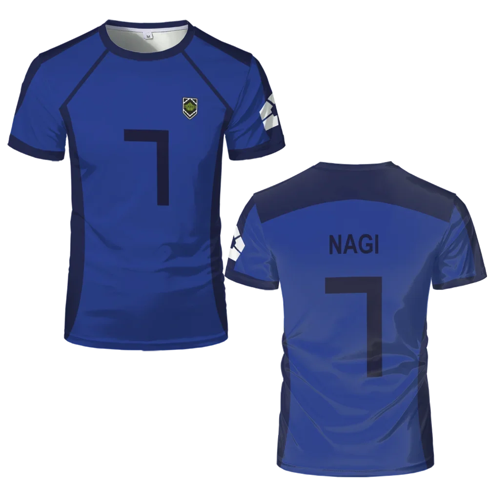 

Blue Lock Anime T Shirts 2024 Summer Mens Short Sleeved Cartoon Football Jersey T-shirt Adults Kids Soccer Isagi Cosplay Uniform
