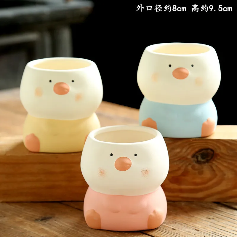 Ceramic Cartoon Animals, Succulent Plants, Small Flower Pots, Simple and Creative, Cute Small Potted Plants